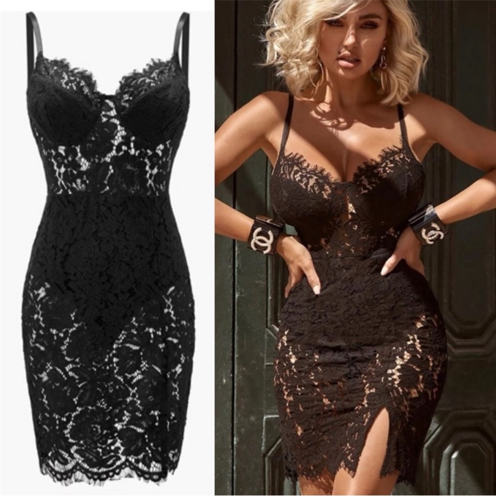 Fashion Nova 🖤 Dropping Hints Lace Black Dress | XS | NWT | - Picture 10 of 10